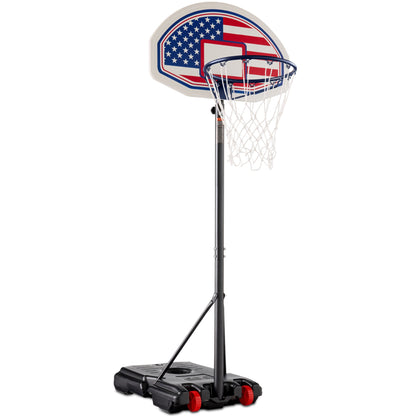 Kids Height-Adjustable Basketball Hoop Portable Backboard System w/ Wheels