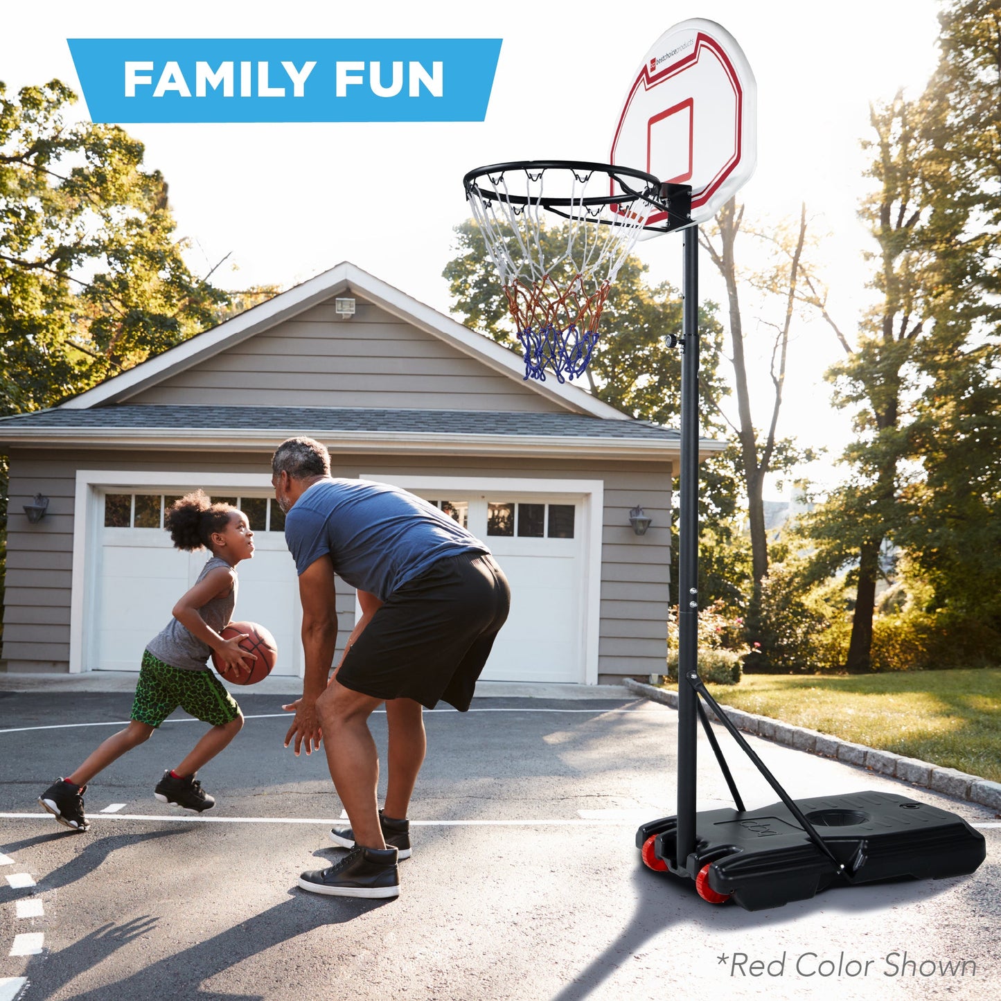 Kids Height-Adjustable Basketball Hoop Portable Backboard System w/ Wheels