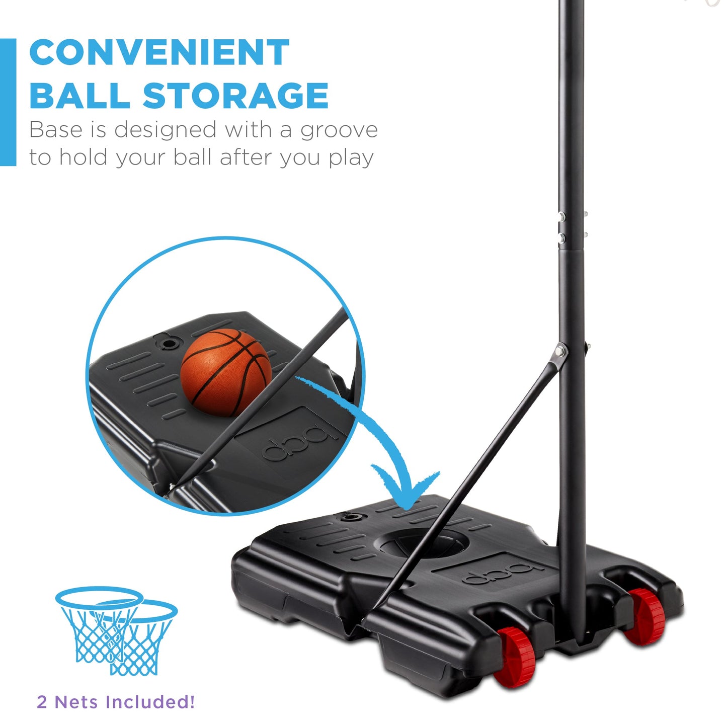 Kids Height-Adjustable Basketball Hoop Portable Backboard System w/ Wheels