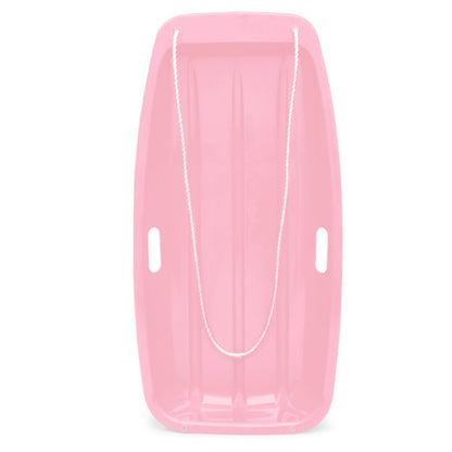 Kids Outdoor Plastic Toboggan Snow Sled Board w/ Pull Rope Handles - 35in